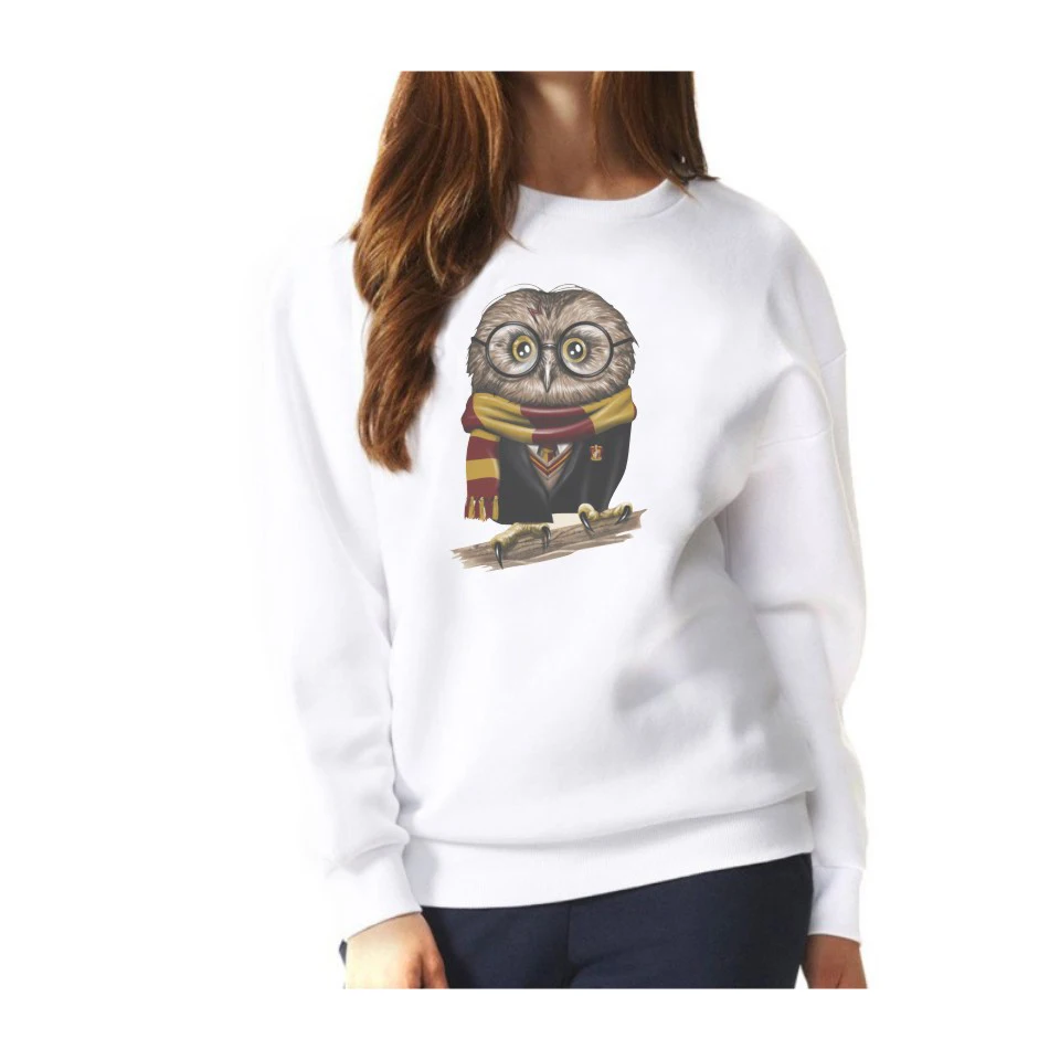 Aikooki Selling Harajuku Owl Sweatshirt Hoodies Women Men Pink Cotton