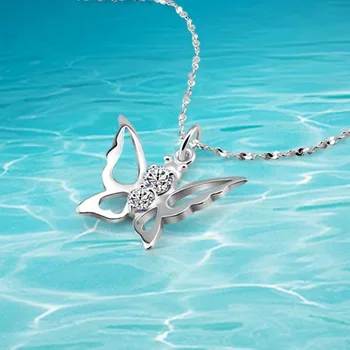 

Fashion brand butterfly pendants necklace for women,925 sterling silver butterfly pendants necklace
