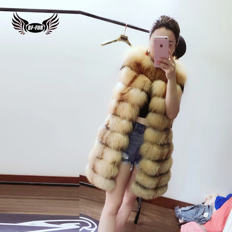 BFFUR 70cm 100% Real Fox Fur Vest Red Fox Fur Coat 2017 Fashion Lady Women's Real Fur And Leather Winter Overcoat BF-V0061 BFFUR 70cm 100% Real Fox Fur Vest Red Fox Fur Coat 2017 Fashion Lady Women's Real Fur And Leather Winter Overcoat BF-V0061