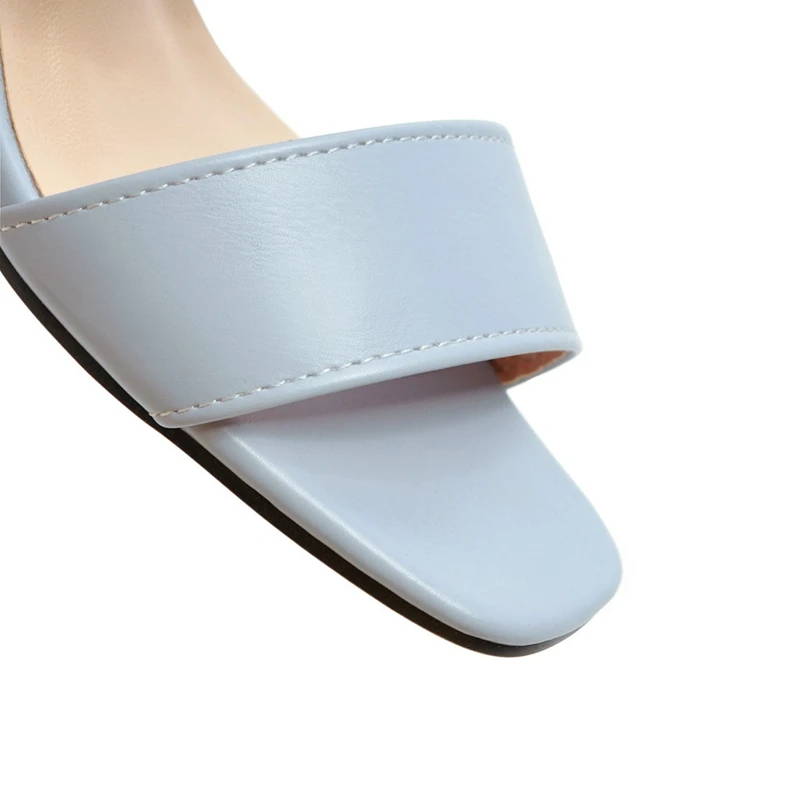 Meotina/Женская обувь; Летние босоножки; вечерние туфли на высоком массивном каблуке с пряжкой; элегантные женские Босоножки с открытым носком; цвет синий, розовый; большие размеры 34-43