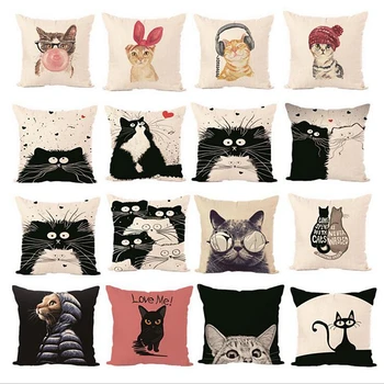 

Simple soft cat style linen Pillow cover Home room hotel quality cat Decorative Pillowcase Bedding hot animal pillow cover