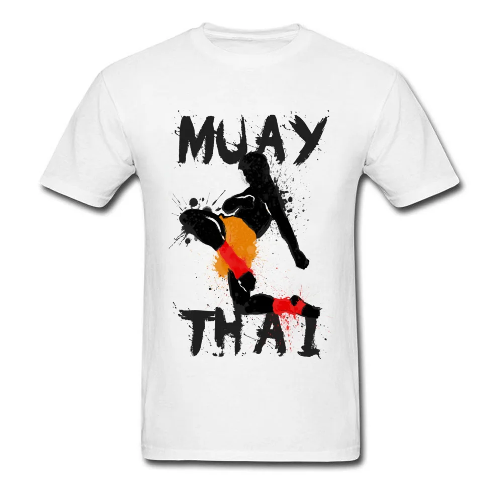 Geek Muay Thai Fighter Men Top T-shirts New Arrival Summer Short Sleeve Crewneck 100% Cotton Tees Design Tee-Shirts Muay Thai Fighter white