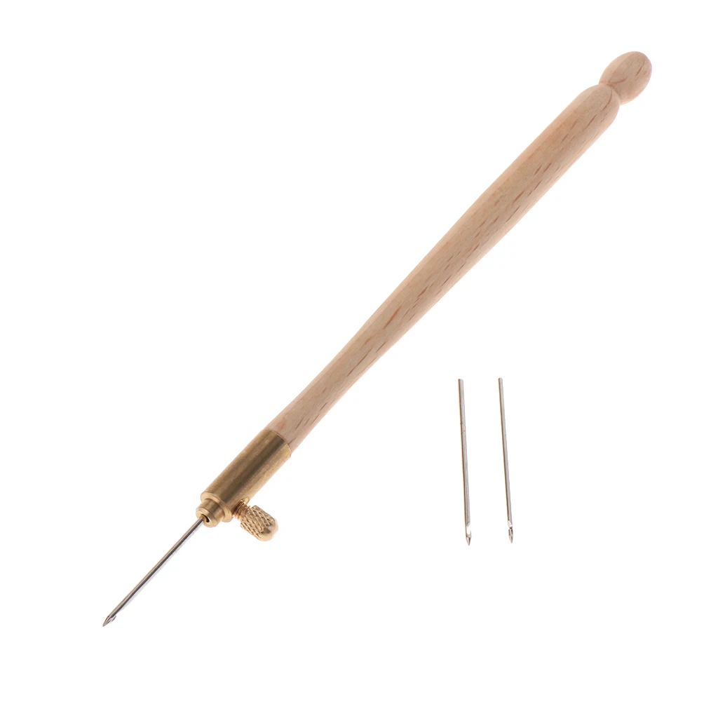 1Pcs Wood Handle Tambour Hook with 3 Needles 0.7mm 1.0mm 1.2mm Crochet Embroidery Beading Stitching Set