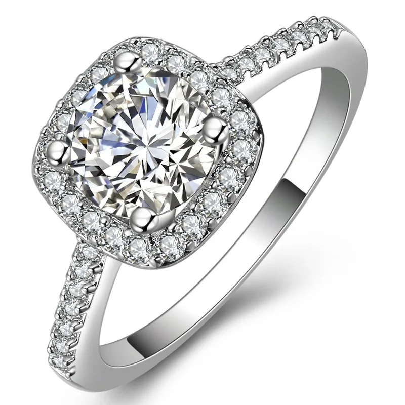18K White Gold Plated Cubic Zirconia 2.5 Carat Cushion Square Cut CZ