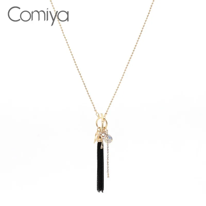 

Comiya Gold Color Zinc Alloy Chokers Necklaces Key Decoration Crystal Mosaic Collier Femme Water Drop Statement Necklace Femme