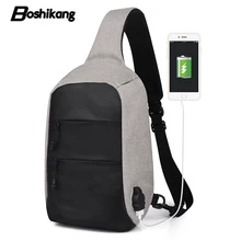 Boshikang Usb зарядка сумка через плечо мужские сумки через плечо мужские водонепроницаемые слинг нагрудная сумка модная сумка Подростковая сумка через плечо