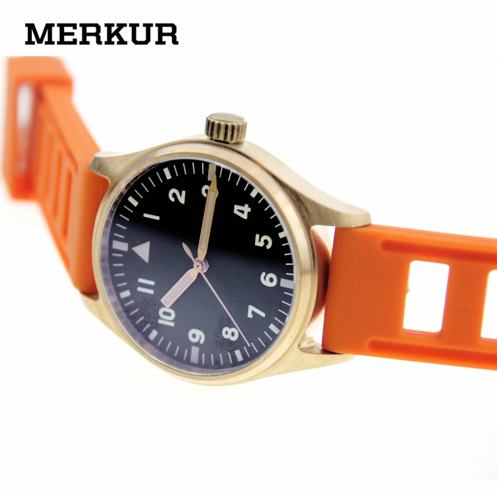 

Small 39MM Pure Bronze Pilot Type A Watch 200m Diver Watch Japan NH35 Automatic Mens watch Super LumiNova B-UHR Pure Bronze