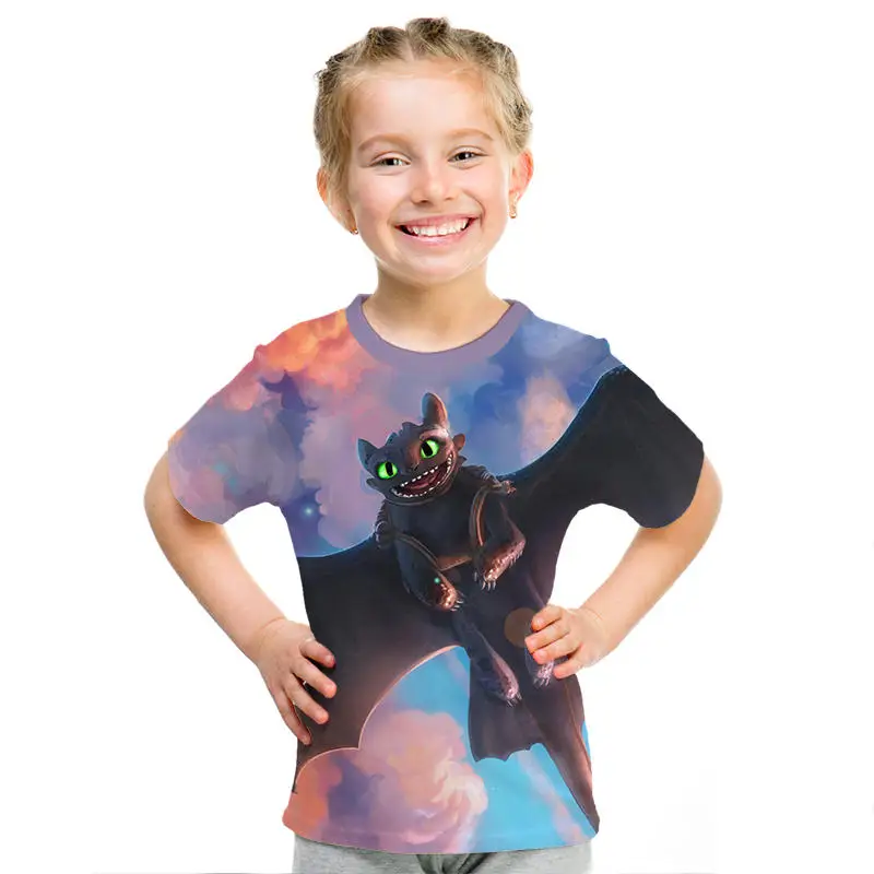 Футболка с 3d принтом «Как приручить дракона 3 скрытый мир», новая футболка с принтом из фильма для мальчиков и девочек, детская футболка Harajuku для родителей и детей