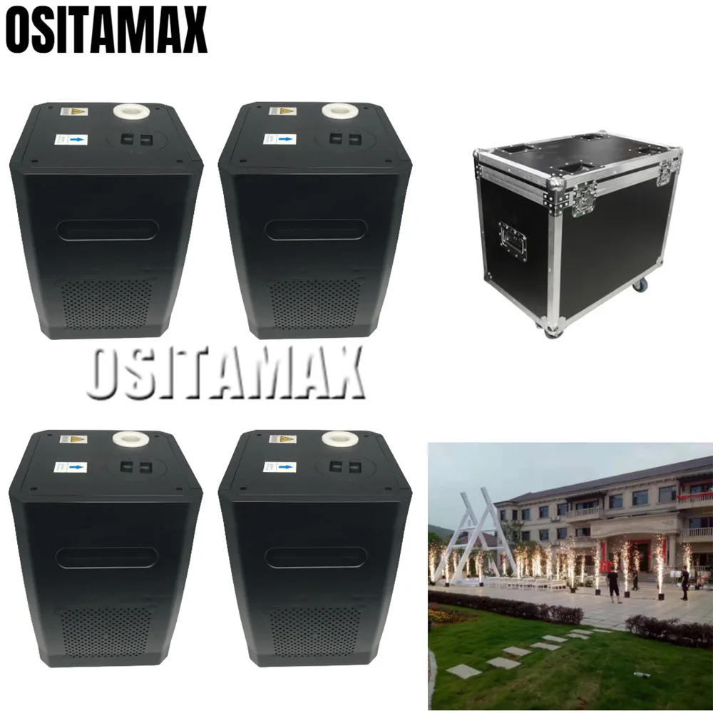 

4pcs spark lighting dj sparkular machine fireworks dj spark machine 600w+flight case packing+20 bags materials