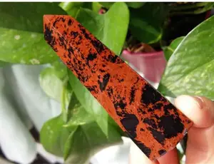 Горячая Распродажа, натуральный красный обсидиан, кристалл кварца, одиночная палочка, исцеление, B12 - изображение