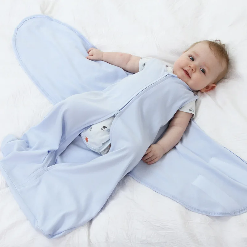 Спальный мешок для младенцев; спальный мешок для мальчиков и девочек; хлопковый Летний спальный мешок с короткими рукавами; детский спальный мешок на молнии для кемпинга; детский кокон