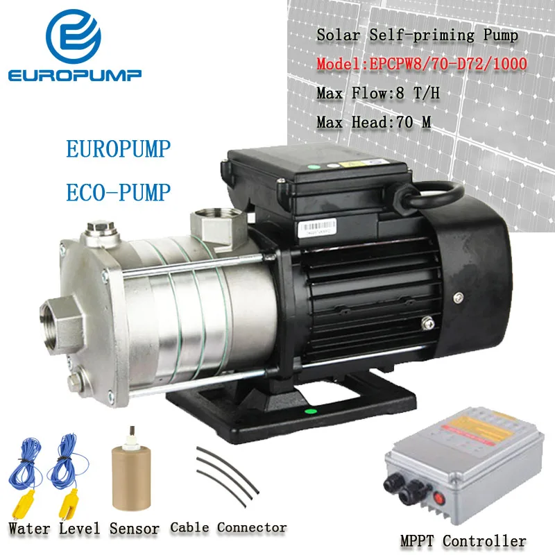 

EUROPUMP Solar SS304 Impeller Self Prime Pump 48V DC Solar Land pump booster pressure surface Bomba MODEL(EPCPW8/70-D72/1000)