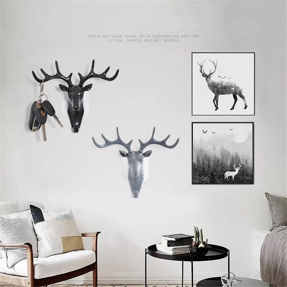 

Wall Rack Hook Deer Head Antlers for Clothing Display Key Hat Bag Hanger Room Decor Living Roon Bedroom Decoration Hook
