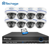 Techage 8CH 1080P CCTV System Security POE NVR Kit 8PCS Dome Indoor VandalProof Anti-vandal IP Camera P2P Onvif Surveillance Set