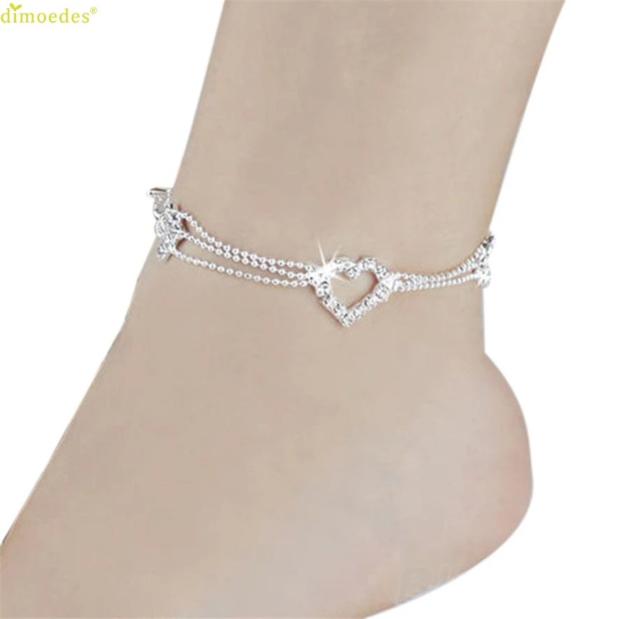 HOT Brand Women Three layers of love anklets Foot Tassel font b Jewelry b font Anklet