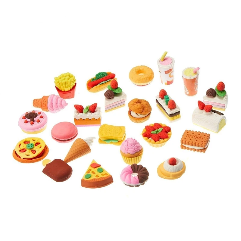 25 точилка ластики Ассорти еда торт десерт головоломка игрушки наушники для детей (25 различных стилей случайным образом выбраны из как