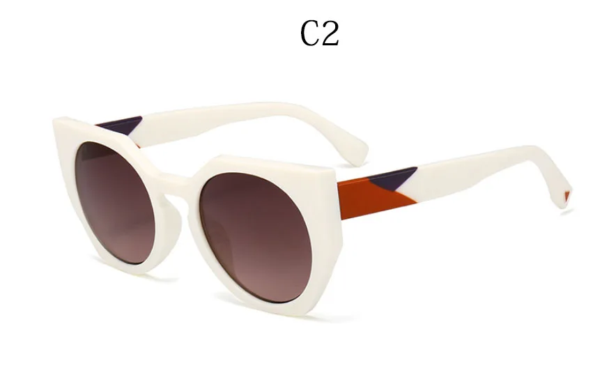 Новые большие солнцезащитные очки с бабочкой для женщин, брендовые дизайнерские круглые женские очки, модные женские солнцезащитные очки кошачий глаз UV400 - Цвет линз: C2