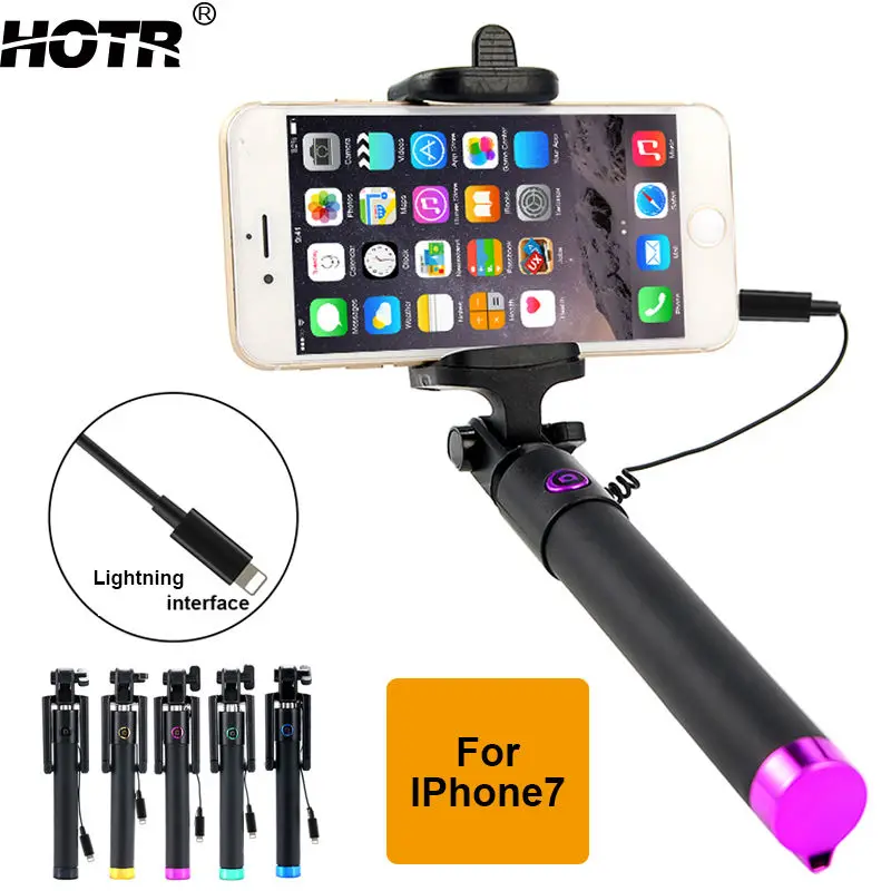 

for iphone XS MAX XR X Selfie Stick Wired Para Selfie Stick for iphone 6 7 8 plus Handheld Monopod Pau de Sefie Stick Extendable