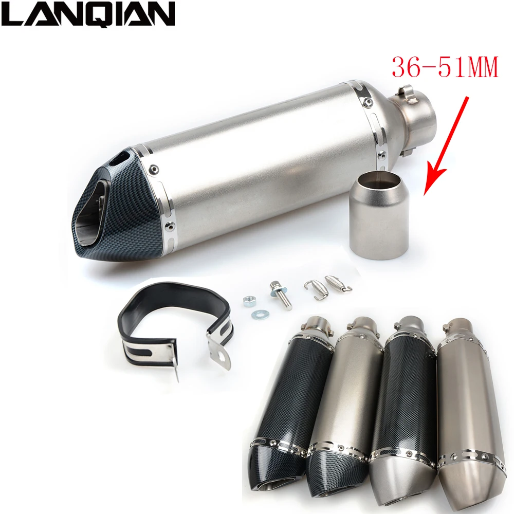 Выхлопная труба из углеродного волокна для Kawasaki KX KLX KFX KDX 65 80 85 125 250 450 150 38-51 мм |