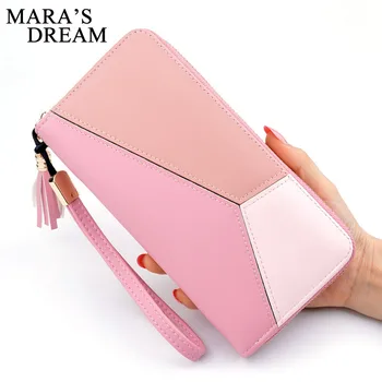 

Mara's Dream 2019 Long Zipper Large Capacity Handbag Zipper Wallet Fashion Stitching Design Coin Purse Wallet Credit Card Packag