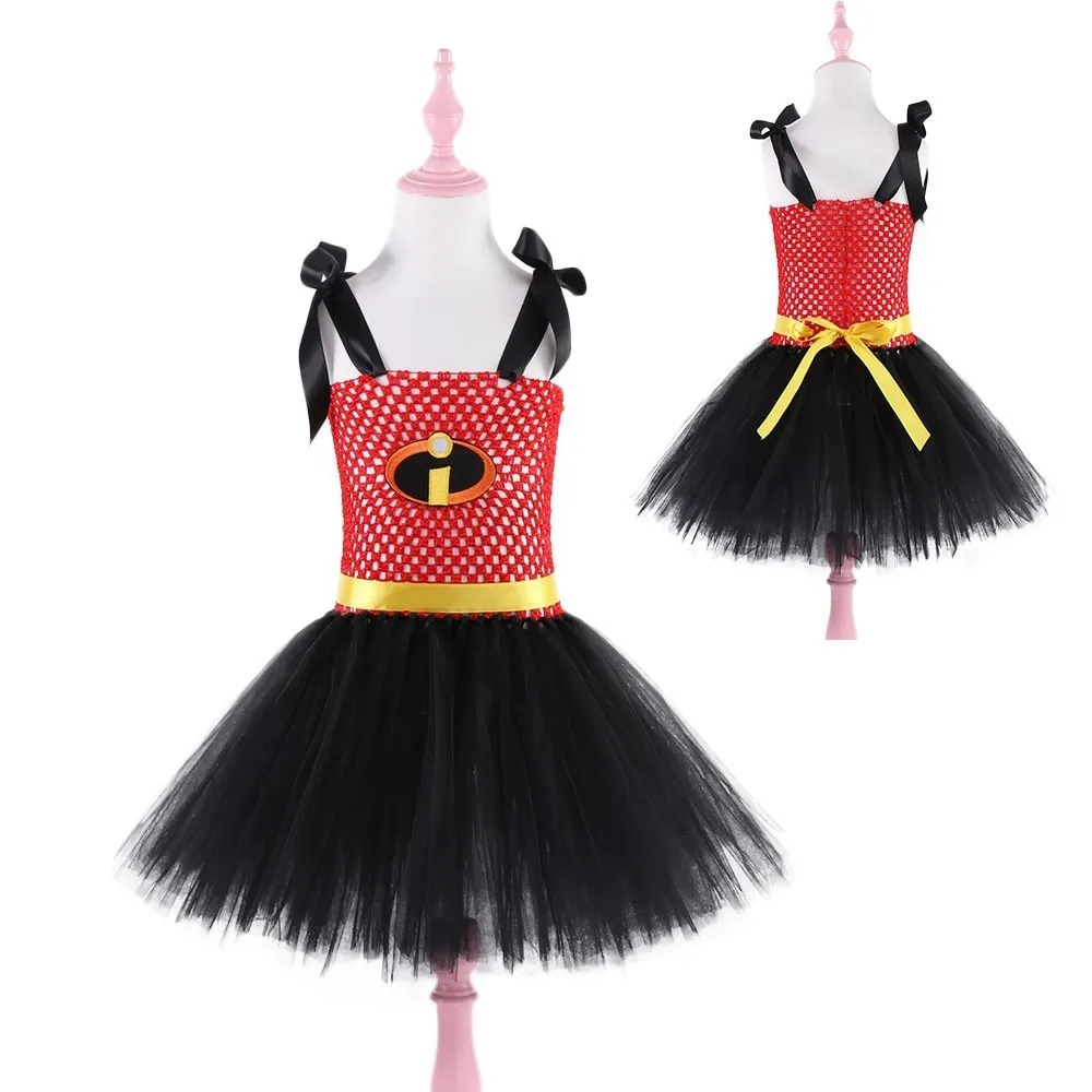 

Red Black Incredibles Inspired Kids Party Dresses Girls Tutu Dress Children Superhero Tutu Costume for Halloween Cosplay Vestido