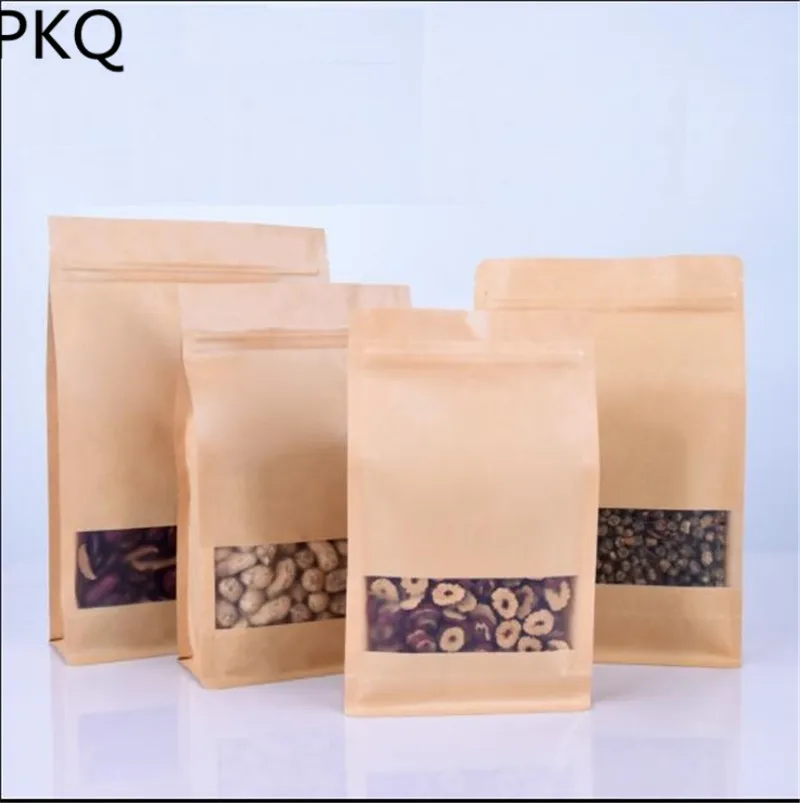 Sample Set Brown Stand up Kraft paper Zip Lock bags with Clear Window