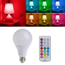 Волшебный светодиодный rgb лампочки AC85-265V Smart освещение лампа цвет изменить затемнения с ИК пульт дистанционного управления 5 Вт 10 15