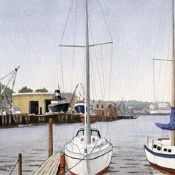 Sailboats At Dock Poster Print by Maureen Mccarthy (17 x 11)