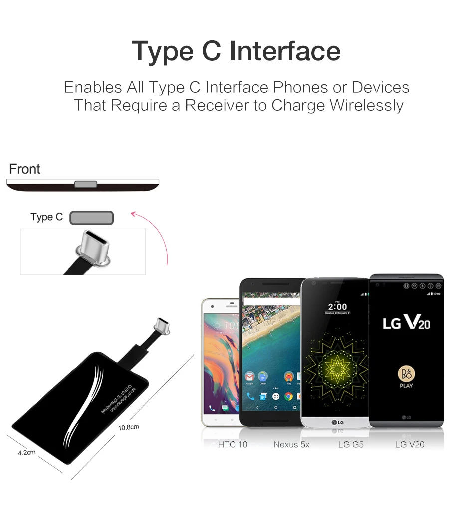 CinkeyPro QI Беспроводной Зарядное устройство приемник Micro Тип usb C для iPhone samsung Тип-C 5 V/1A зарядный адаптер универсальный программатор