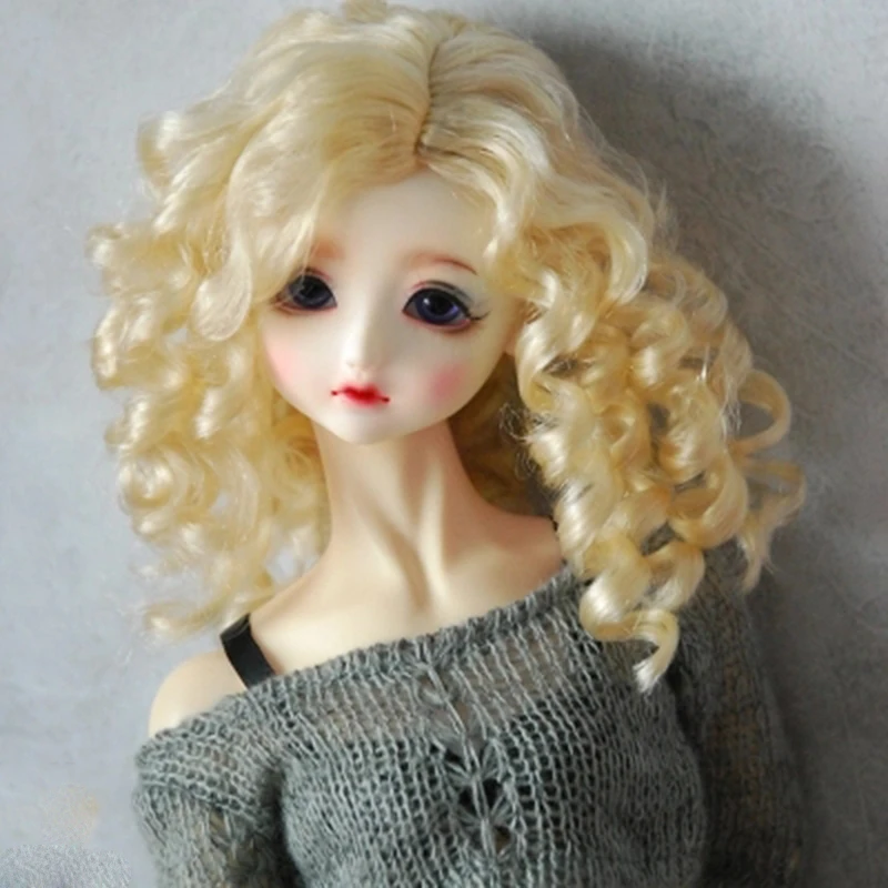 Allaosify волос 1/6 1/3 1/4 bjd парик для кукол: кукольный парик высокого Температура волосы коричневые длинные вьющиеся парик