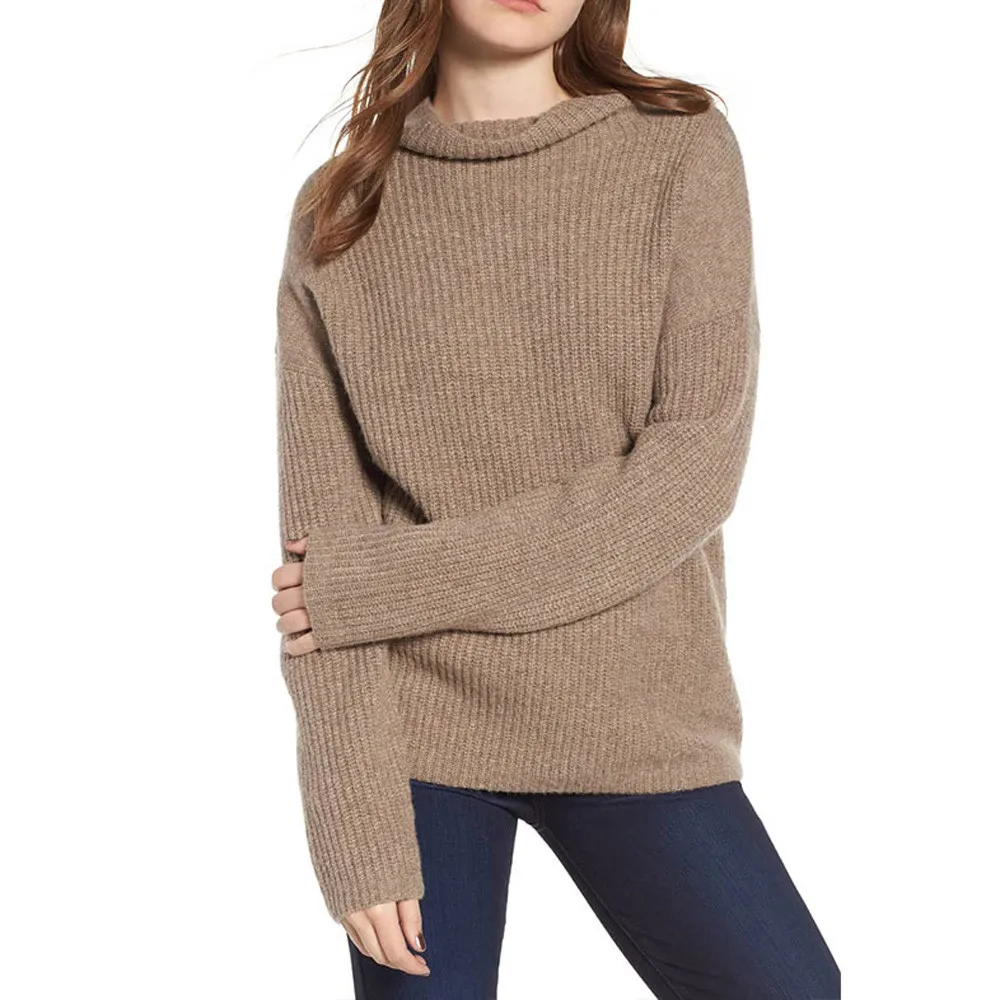 

New Fashion Women Pullovers autumn Winter Warm Knitted sweater Turtleneck Long Sleeve Solid Top Sweater Blouse