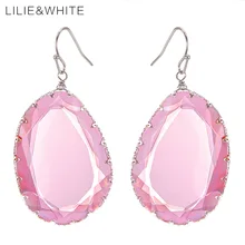 

LILIE&WHITE Transparent Blue And Pink Geometric Dangle Earrings For Women Pendant Earrings Drop 2018 Jewelry Wholsale HC