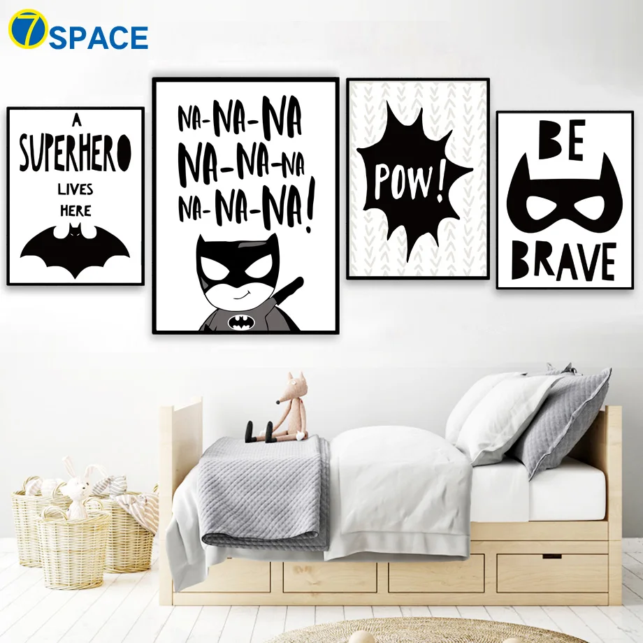 

Cartoon Superhero Batman Quotes Nordic Posters And Prints Wall Art Print Canvas Painting Pop Art Wall Pictures Kids Room Decor