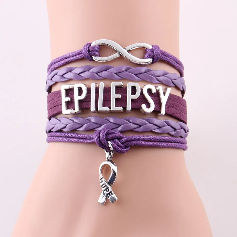 Little Minglou Infinity Hope Epilepsy Bracelet Awareness Leather Little Minglou Infinity Hope Epilepsy Bracelet Awareness Leather Wrap Men Bracelets Bangles For Women Jewelry