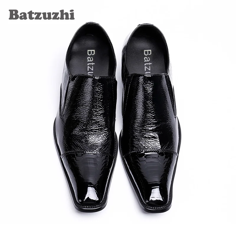 Роскошные итальянские Стиль Мужские модельные туфли из натуральной кожи черного цвета обувь Для мужчин формальные Бизнес кожаные туфли мужская обувь, US12 EU46