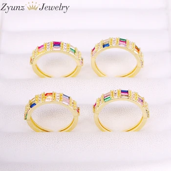 

10PCS, New arrived jewelry engagement band ring full cz paved colorful cubic zirconia gorgeous jewelry rings