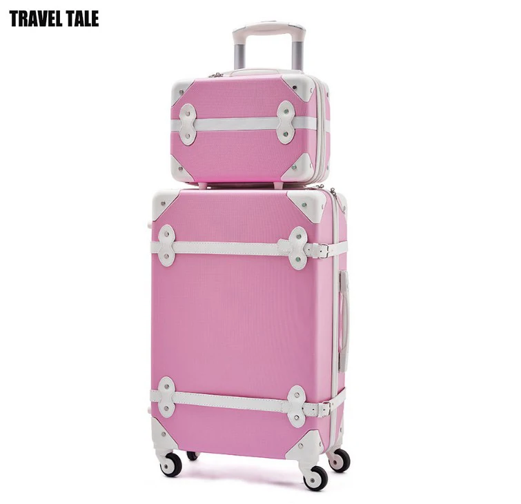 

TRAVEL TALE 13,18,22,24,26 inch solid women vintage rolling luggage sets,cute Travel suitcase set,spinner,ABS