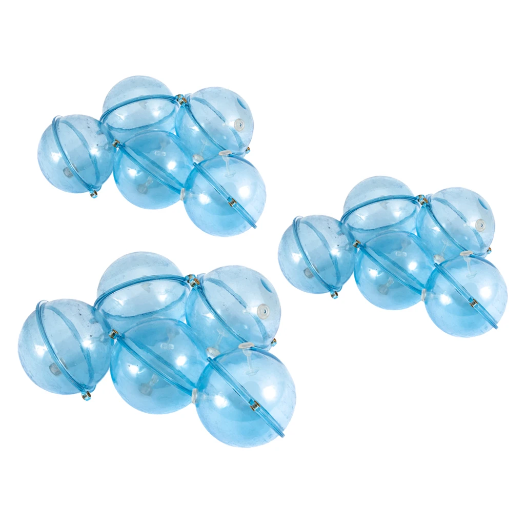 5pcs Fishing Float ABS Plastic Balls Water Ball Bubble Floats Clear Round Fishing Bobber Buoy Airlock Strike Indicators Blue