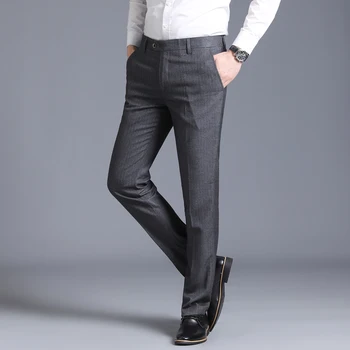 

Gentleman Slim Trousers Men's Business Casual Straight Dress Trousers Suits Pants Mens -Size 29-38