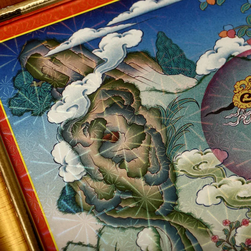 Зеленая Tara Thangka декоративная картина статуя Будды Настенная живопись четыре-armed Guanyin Huang Caishen подвеска-прихожая