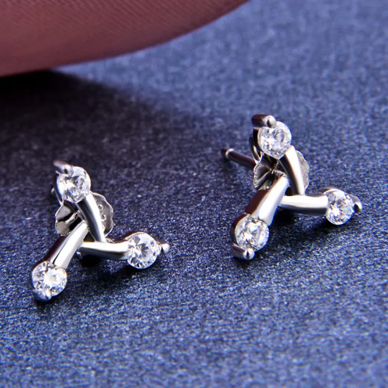 

925 Sterling Silver Simple Punk Geometry Triangle Ear Studs Hollow Triangle Stud Earrings For Women joyas de plata 925 brincos
