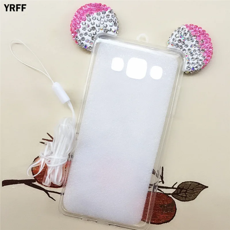 

YRFF Shining Rhinestone Case For Samsung Galaxy A5 2015 Cute Mouse Ears Phone Case For Samsung J5 2016 J530 Soft Case Cover