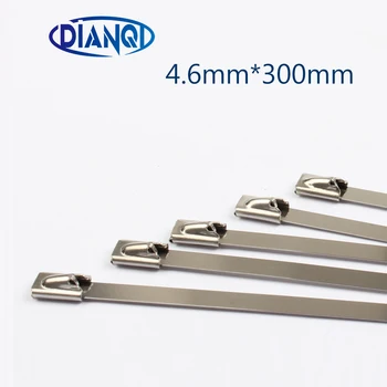 

4.6mmx300mm 4.6*300mm 4.6mmx300mmLatching Self-Locking Stainless Steel wires cable ties self-Lock tie wrap zip ties 201 304 316