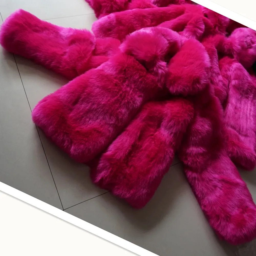 

GTGYFF Fall winter warm thermal fake faux fur jacket coat outerwear with collar customize artificial furry jackets coats women