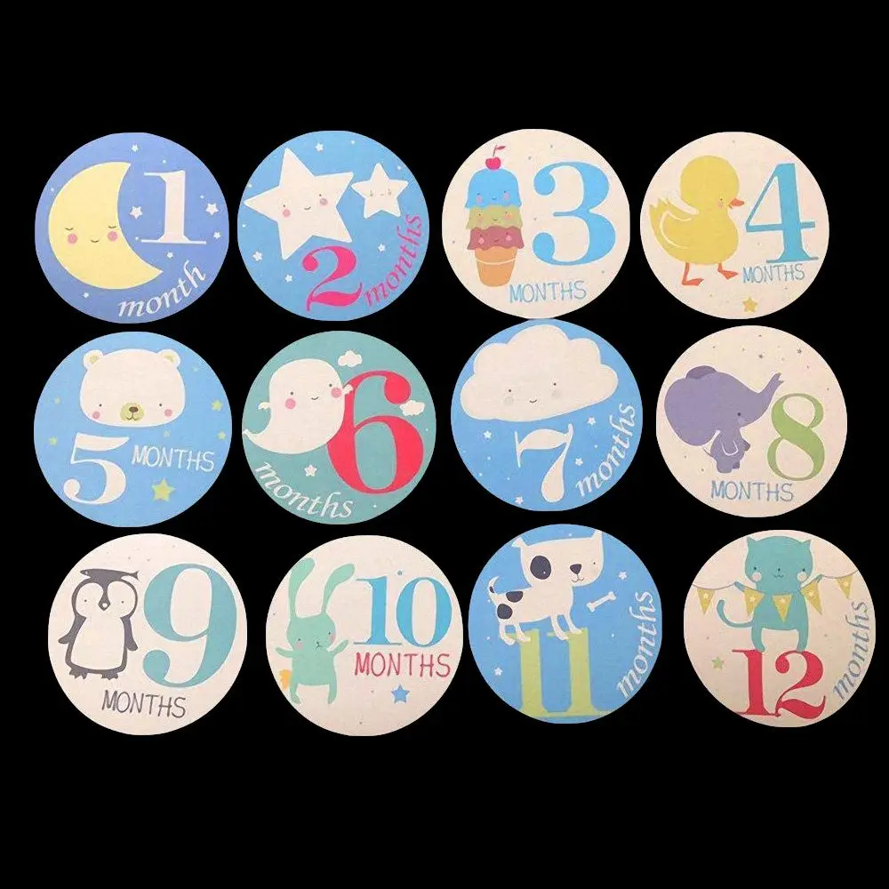 

1 Set Baby Pregnant Women Monthly Photograph Stickers DIY Cartoon 1-12 Months Sticker Birthday Party Clothes Decoration Stickers