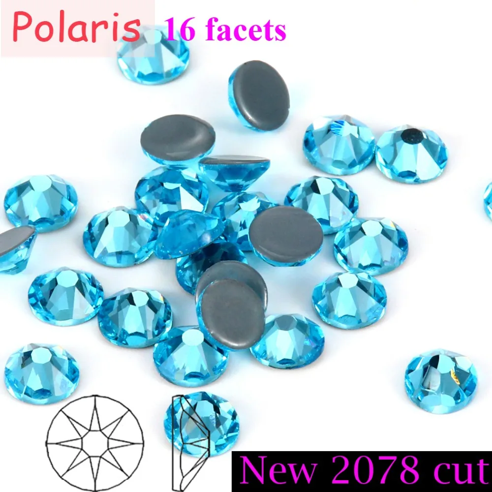 

New 2078 Cut 8+8 Facets AAAAA Grade Aquamarine Hotfix Iron on Strass Rhinestone 16 facets for Expensive DIY