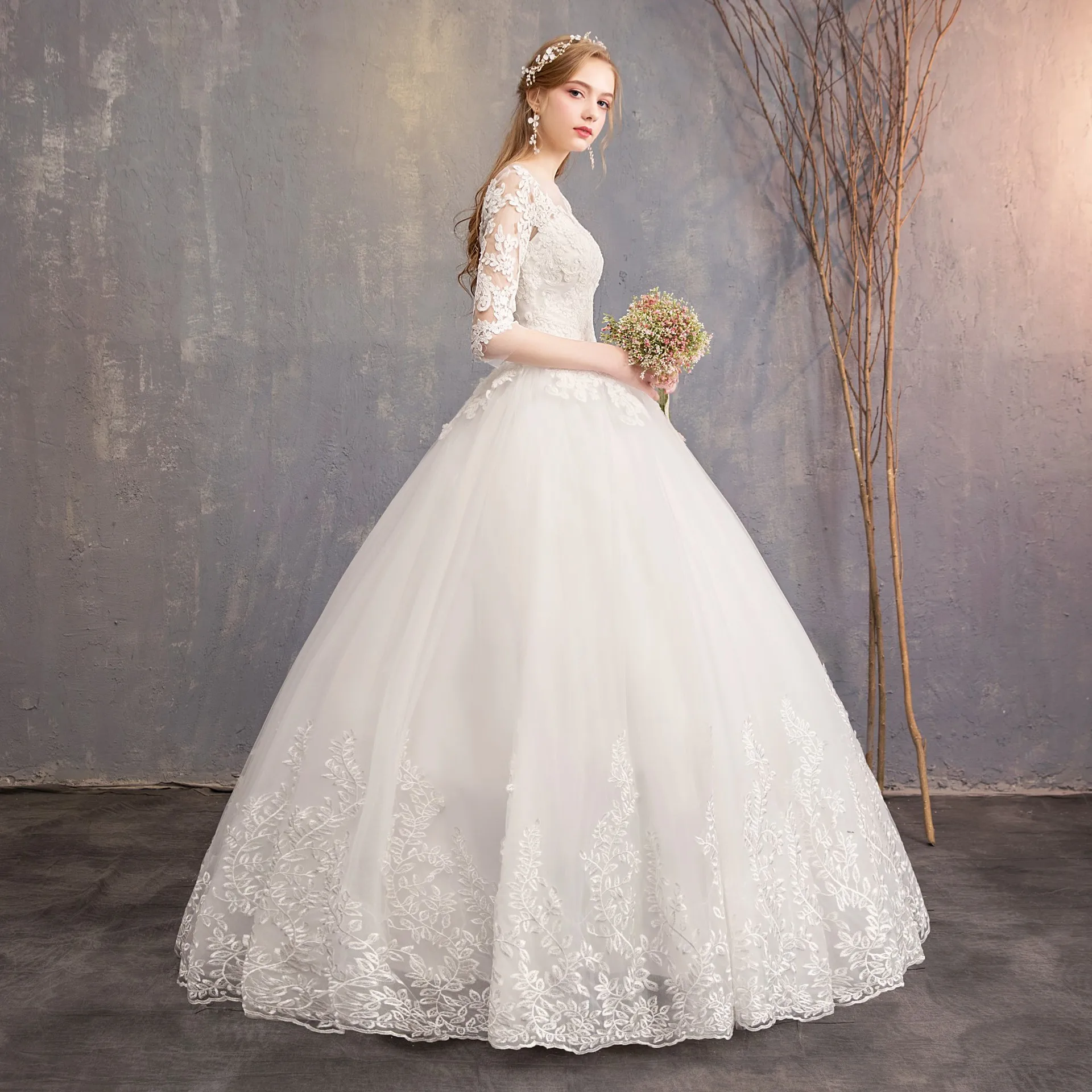 

New Style Bridal dress, wedding dress and dress fashion with sleeve silk and sleeve silk in "shoulder dream" self-cultivation in