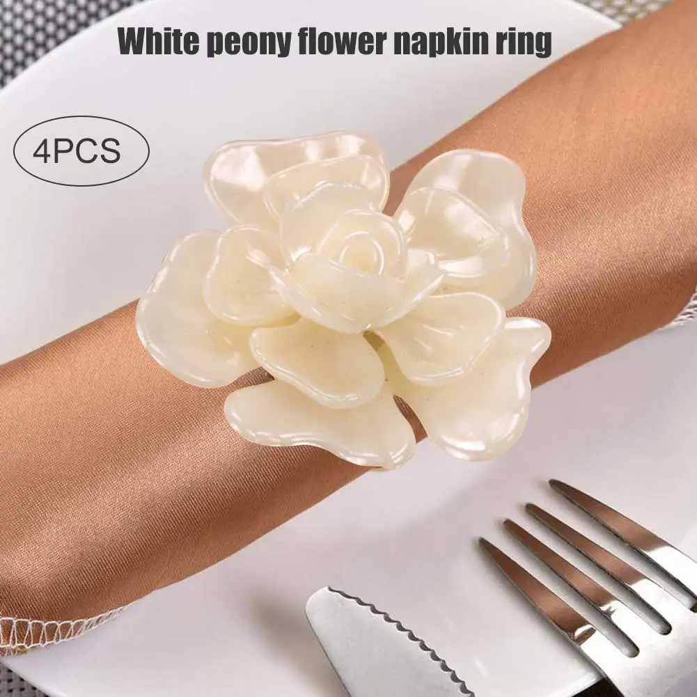

4pcs Floral Shaped Napkin Buckle Rings for Wedding Holiday Banquet Dinner Table Decor YU-Home