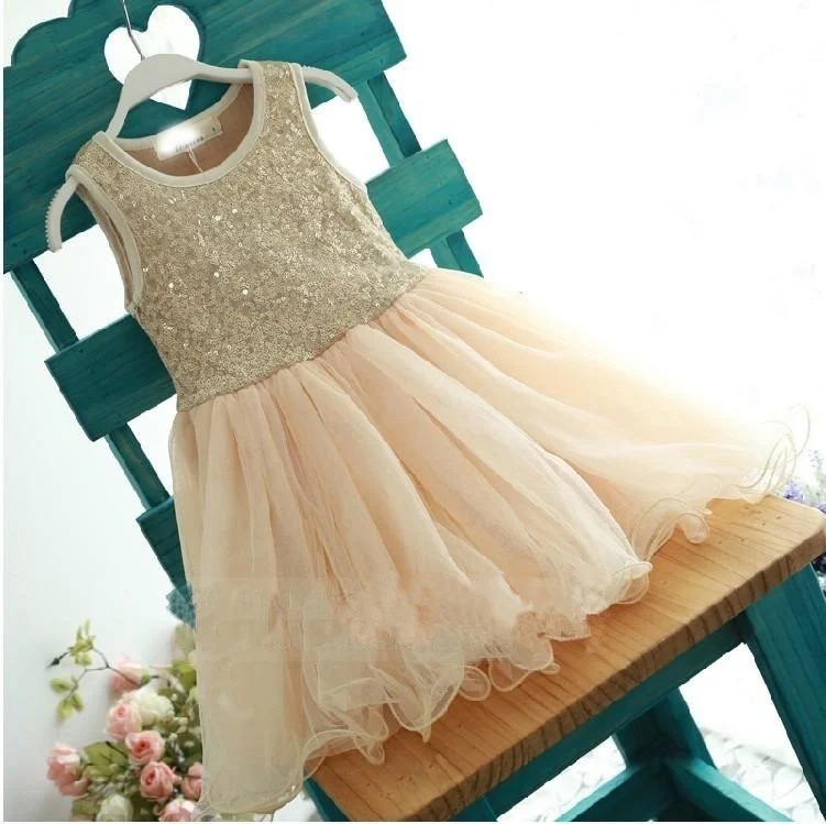 Summer Sequin Baby Girl Dress Toddler Dancing Clothing For Infant