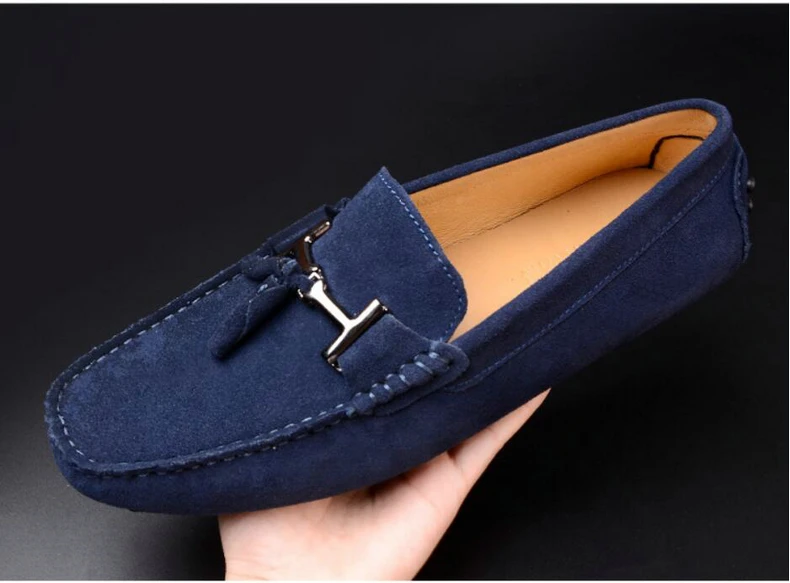 Mens Casual Shoe Loafers Genuine Leather Shoes Men Big Size 46 Driving Boat Shoe Slip-on Men Loafers Suede Shoes Dress 2019 New (12)
